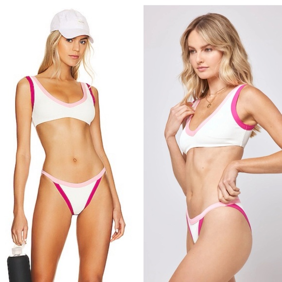 L*Space Ribbed Cream & Pink Bikini Set, NWT - Picture 3 of 16